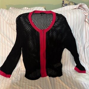 Escada Black Cardigan with Pink Trim